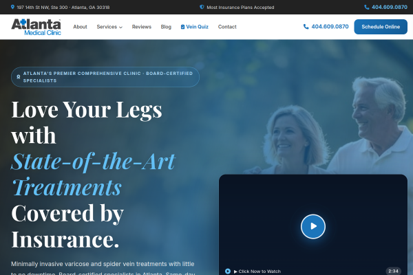 Atlanta Medical and Vein Clinic website screenshot