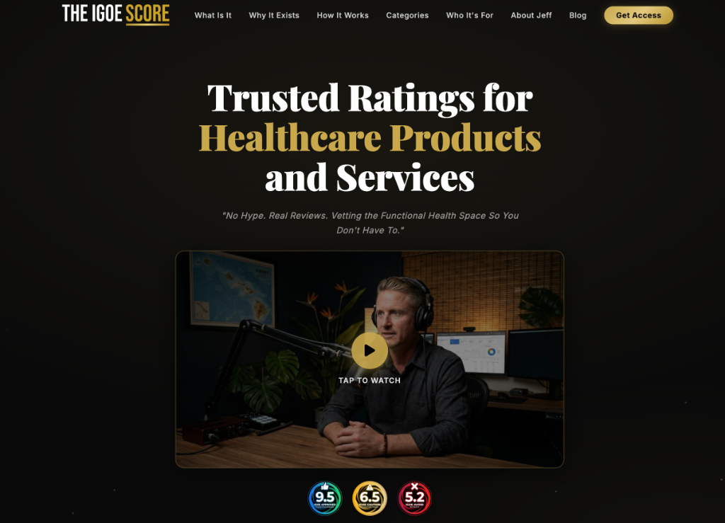 The Igoe Score website screenshot