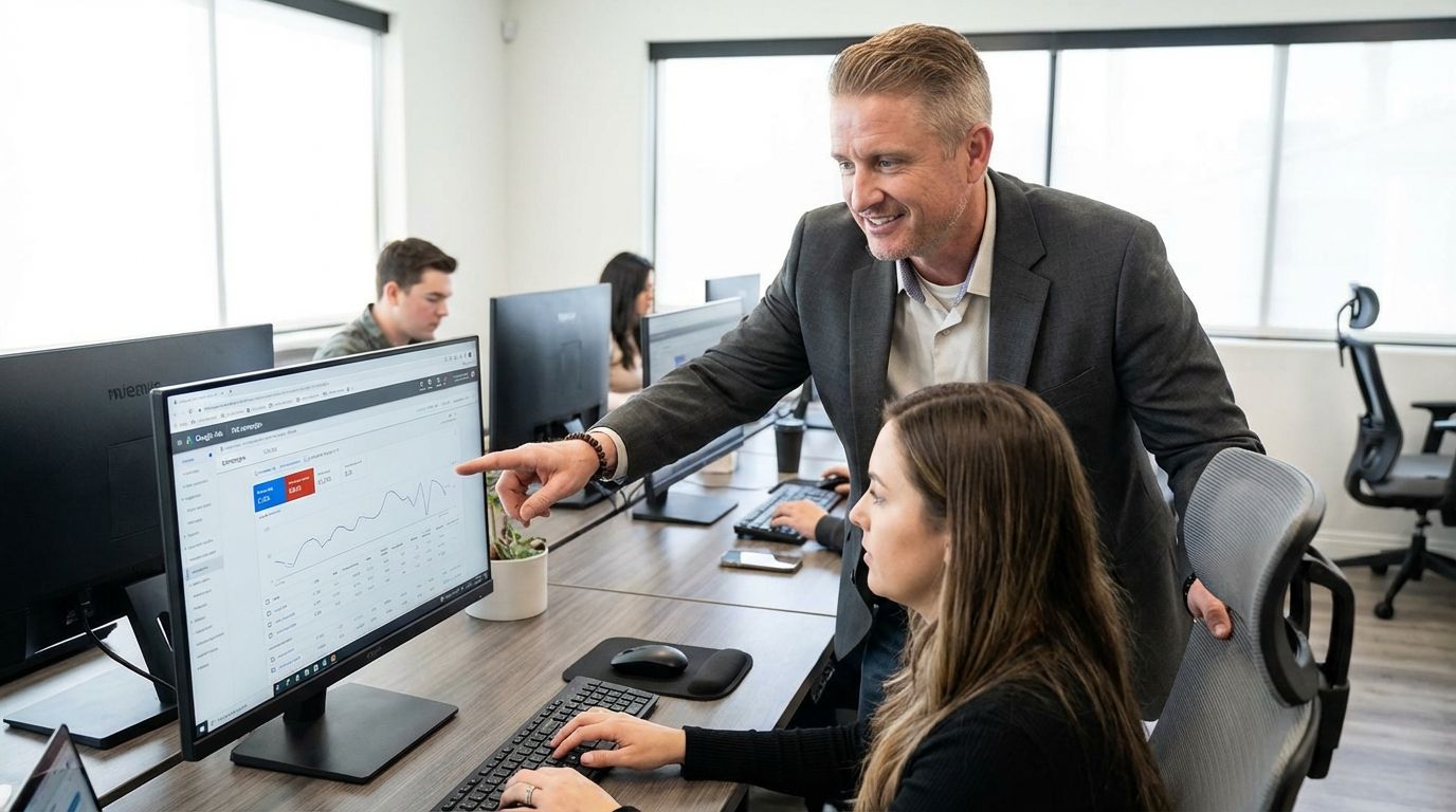 Jeff Igoe reviewing a website with a physician