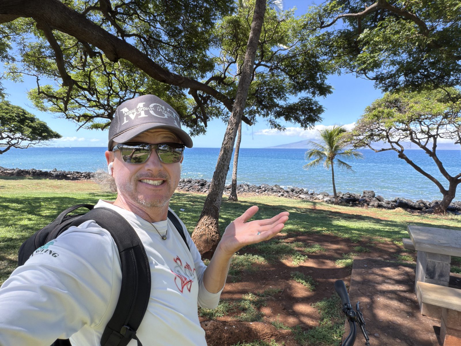 Jeff Igoe on a bike ride along the ocean in Lahaina, Maui