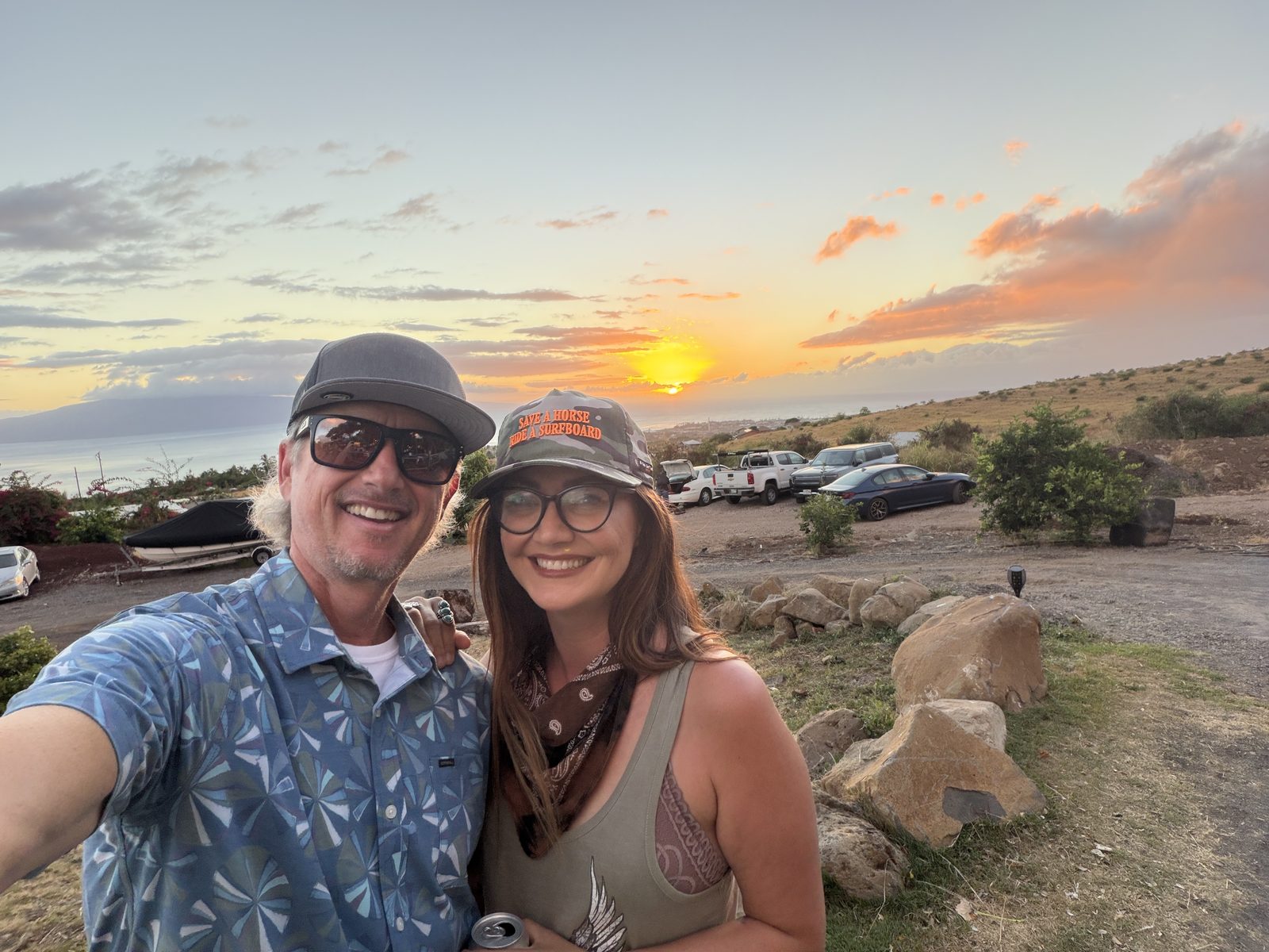 Jeff Igoe and his wife Kris at sunset in West Maui