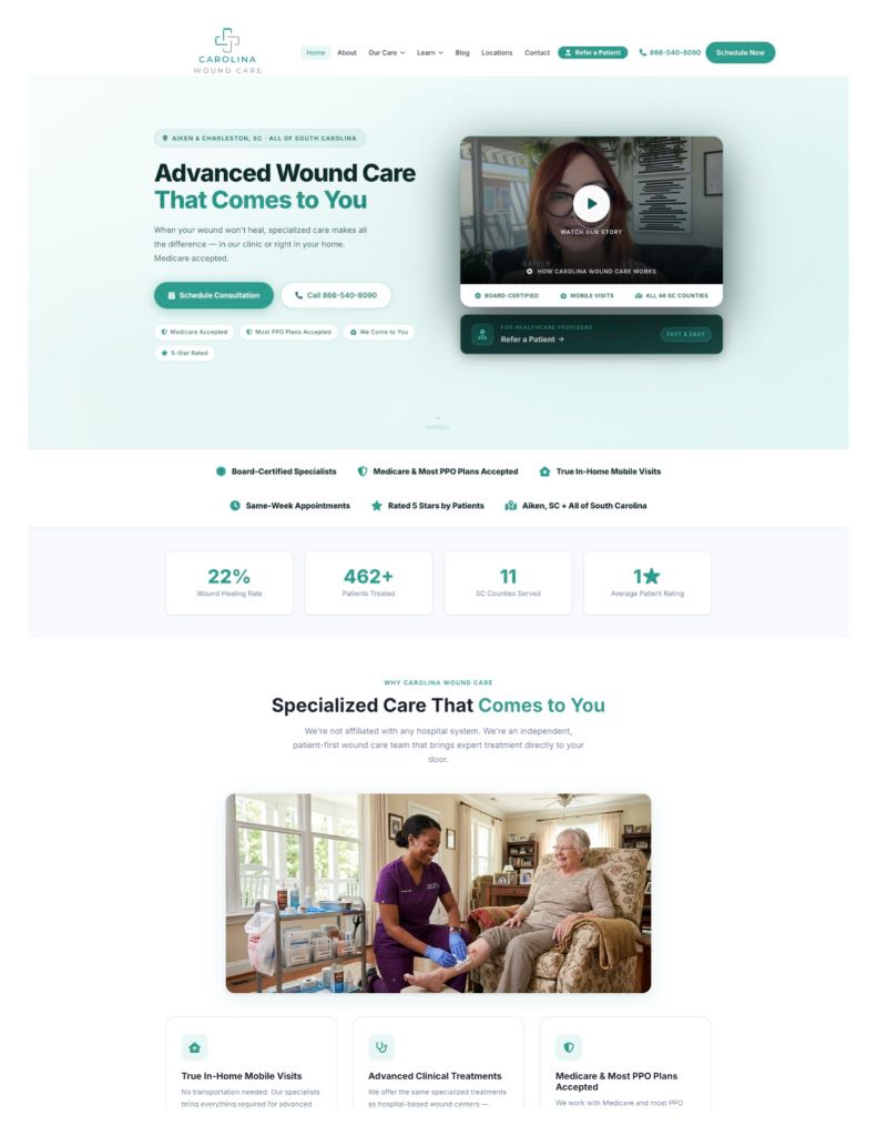Carolina Wound Care website screenshot
