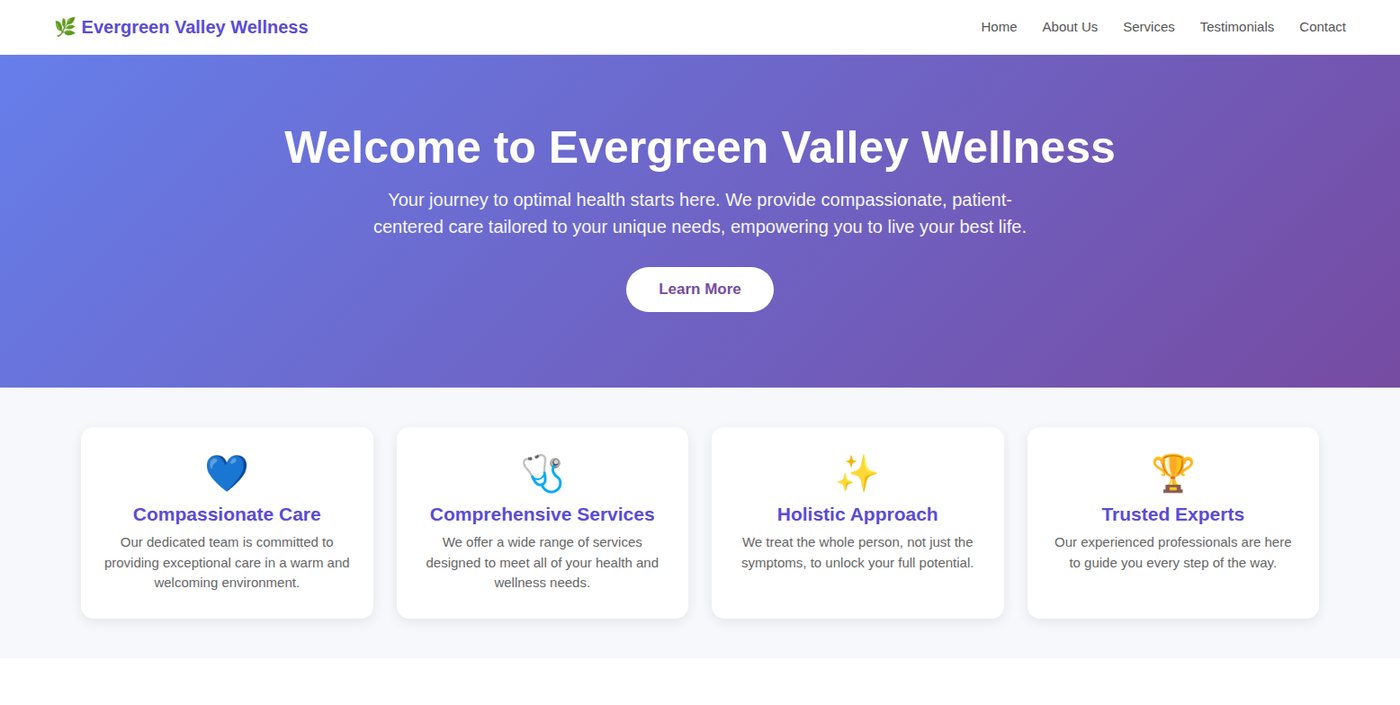 Example of a generic clinic website made with AI in ten minutes
