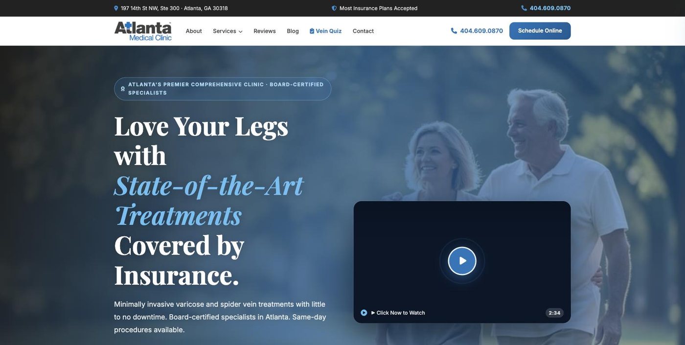 Atlanta Medical Clinic website, built by Jeff Igoe