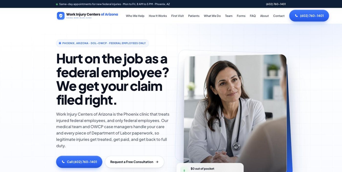 Work Injury Centers of Arizona website, built by Jeff Igoe